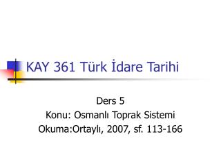 KAY 361 Türk İdare Tarihi