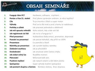 OBSAH SEMINÁŘE