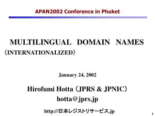 MULTILINGUAL DOMAIN NAMES