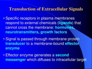 Transduction of Extracellular Signals