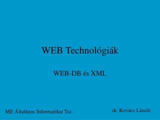 WEB Technológiák