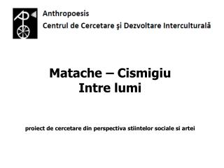 Matache – Cismigiu Intre lumi proiect de cercetare din perspectiva stiintelor sociale si artei