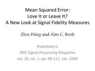 Published in IEEE Signal Processing Magazine vol. 26, no. 1, pp. 98-117, Jan. 2009