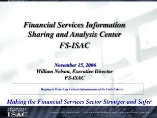 Making the Financial Services Sector Stronger and Safer