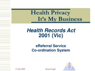 Health Privacy 		It’s My Business