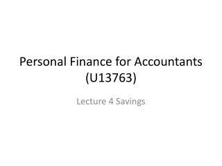 Personal Finance for Accountants (U13763)