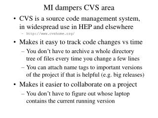 MI dampers CVS area