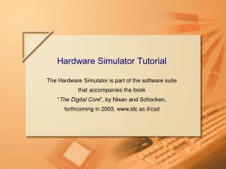 Hardware Simulator Tutorial