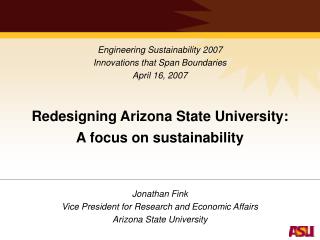 Redesigning Arizona State University: A focus on sustainability