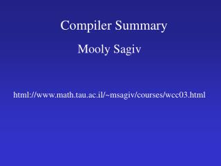 Compiler Summary