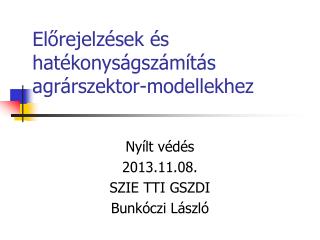 Előrejelzések és hatékonyságszámítás agrárszektor-modellekhez