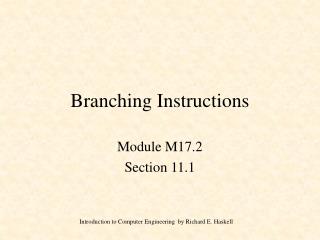 Branching Instructions