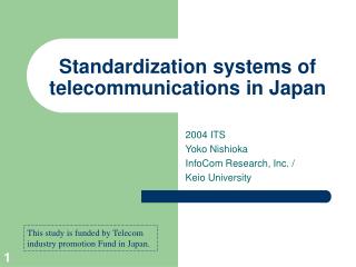 Standardization systems of telecommunications in Japan