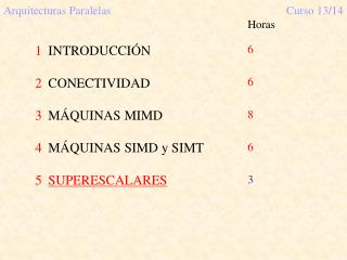 Arquitecturas Paralelas		Curso 13/14