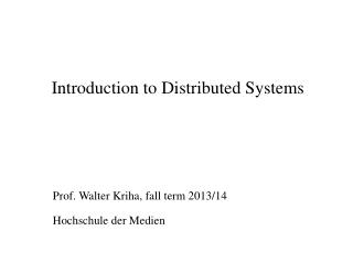 Introduction to Distributed Systems