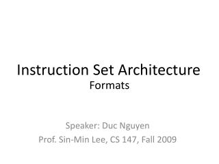 Instruction Set Architecture