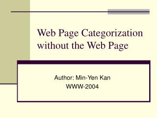 Web Page Categorization without the Web Page