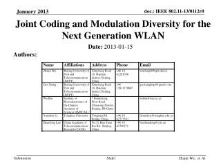 Joint Coding and Modulation Diversity for the Next Generation WLAN