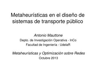 Metaheurísticas en el diseño de sistemas de transporte público