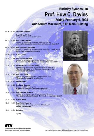 09.00 - 09.15 	Welcome address 	Prof. Ulrich W. Suter Vice president for Research, ETH Zürich