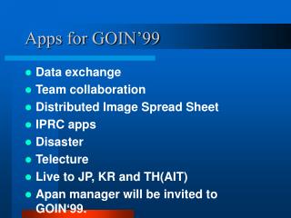 Apps for GOIN’99