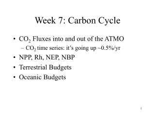 Week 7: Carbon Cycle