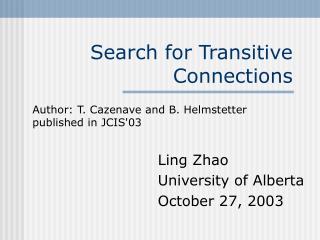Search for Transitive Connections