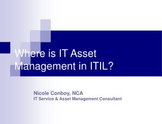 Where is IT Asset Management in ITIL?