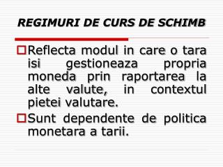 REGIMURI DE CURS DE SCHIMB