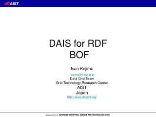 DAIS for RDF BOF