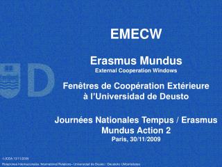 EMECW Erasmus Mundus External Cooperation Windows Fenêtres de Coopération Extérieure