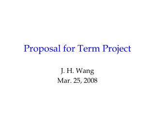Proposal for Term Project