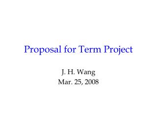Proposal for Term Project