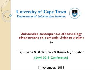 University of Cape Town Department of Information Systems