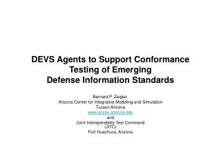 DEVS Agents to Support Conformance Testing of Emerging Defense Information Standards