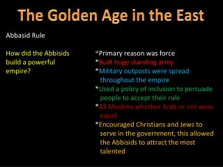 The Golden Age in the East
