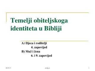 Temelji obiteljskoga identiteta u Bibliji