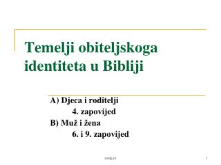 Temelji obiteljskoga identiteta u Bibliji