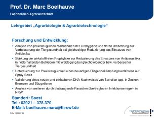 Prof. Dr. Marc Boelhauve Fachbereich Agrarwirtschaft