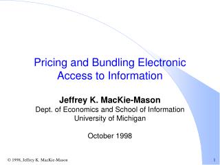 Pricing and Bundling Electronic Access to Information