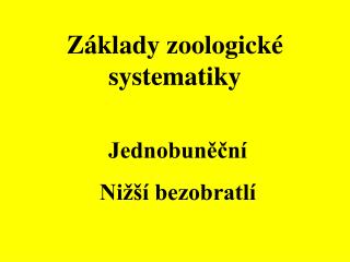 Základy zoologické systematiky