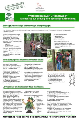 Walderlebniswelt „Pirschweg“ Ein Beitrag zur Bildung für nachhaltige Entwicklung