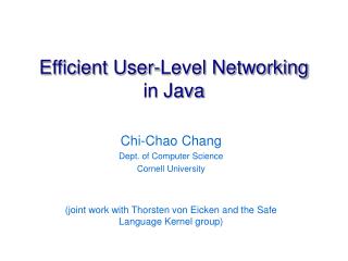 Efficient User-Level Networking in Java