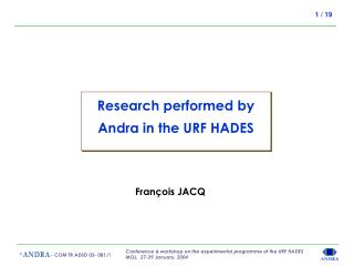 Research performed by Andra in the URF HADES
