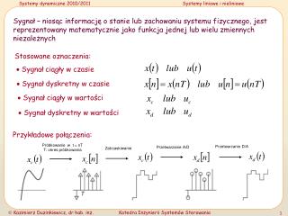 Stosowane oznaczenia: