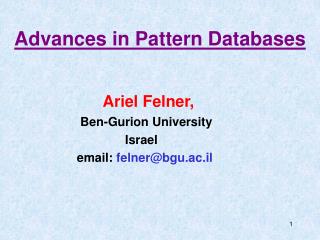 Advances in Pattern Databases