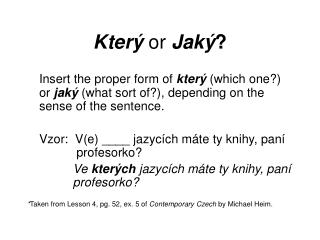 Který or Jaký ?