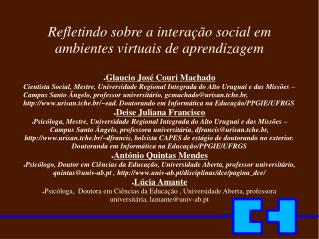 Refletindo sobre a interação social em ambientes virtuais de aprendizagem