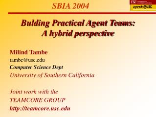 Bulding Practical Agent Teams: A hybrid perspective
