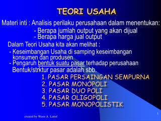 TEORI USAHA